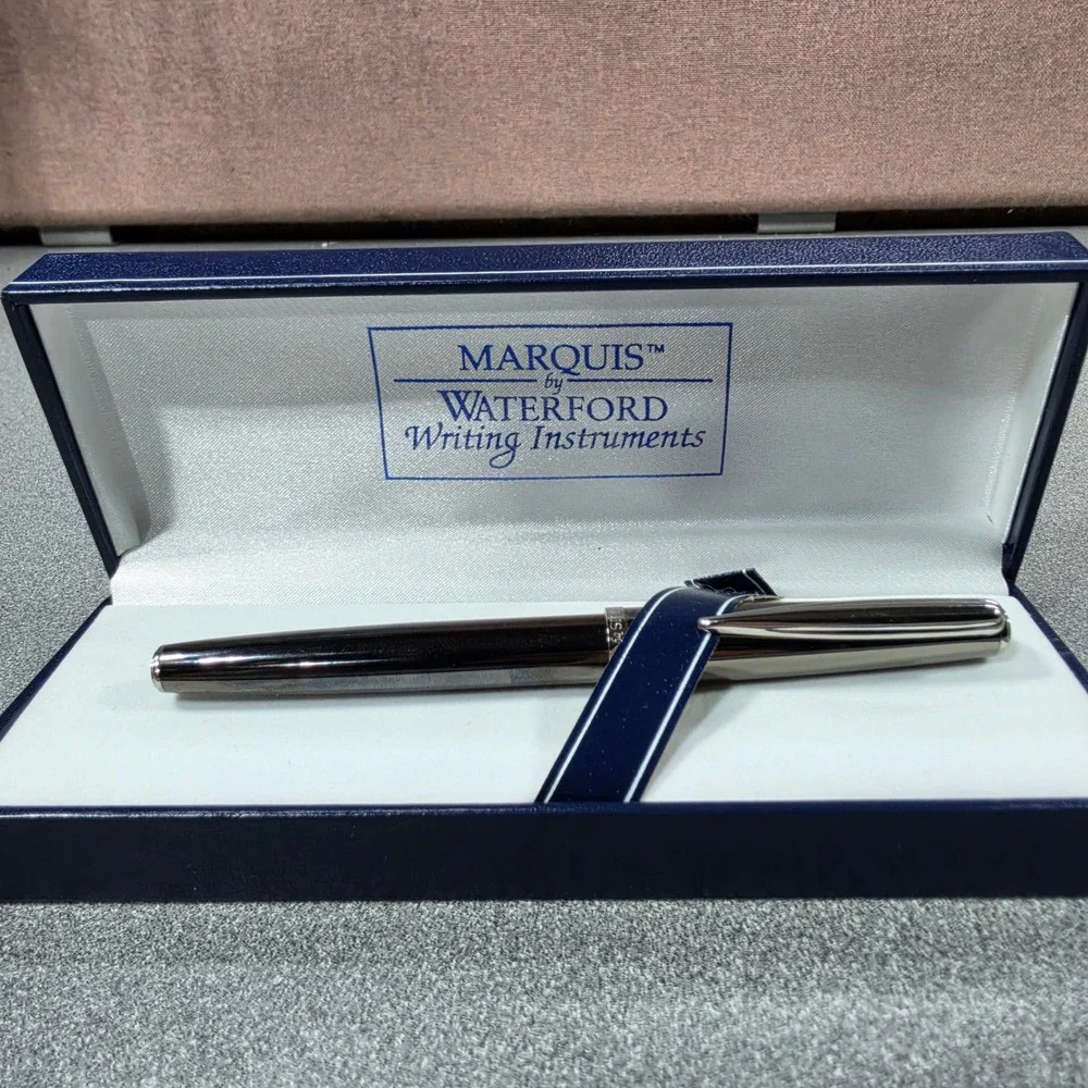 Marquis by Waterford Fountain Pen Unisex OS Gunmetal Chrome Excellent Boxed Nib